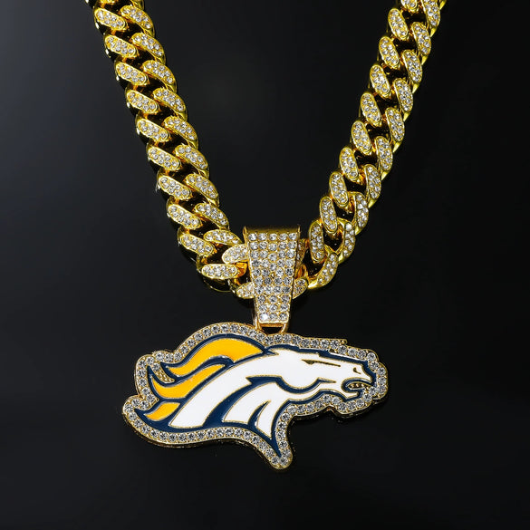 Alloy Geometric Animal Wolf Pendant Cuban Chain Necklace For Men With Diamond