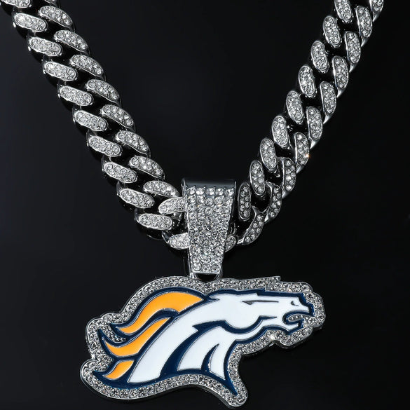 Alloy Geometric Animal Wolf Pendant Cuban Chain Necklace For Men With Diamond