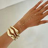 Alloy Geometric Asymmetrical Open Crystal Chain Stacked Finger Bracelet For Women With Electroplating