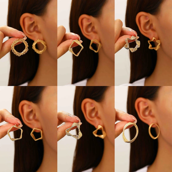 Alloy Geometric Asymmetrical Vortex Twisted Line Electroplated Women's Earrings