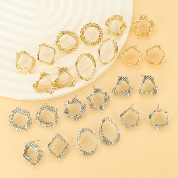 Alloy Geometric Asymmetrical Vortex Twisted Line Electroplated Women's Earrings