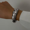 Alloy Geometric Asymmetrical Wide Bracelet For Women Punk Style Electroplated
