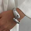 Alloy Geometric Asymmetrical Wide Bracelet For Women Punk Style Electroplated