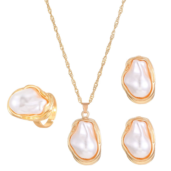 Alloy Geometric Baroque Pearl Collar Choker Necklace With Electroplating For Women