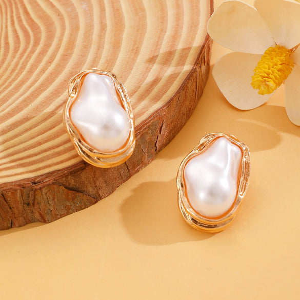 Alloy Geometric Baroque Pearl Collar Choker Necklace With Electroplating For Women
