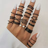 Alloy Geometric Black Butterfly Diamond Pearl Ring Dripping Oil Highend Unisex