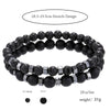 Alloy Geometric Black Frosted Lava Volcanic Stone Handmade Unisex Elastic Bracelet Set