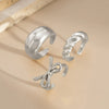 Alloy Geometric Bow Opening Finger Ring For Women With Electroplating Design