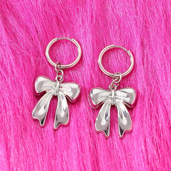 Alloy Geometric Bow Swirl Rivet Gothic Punk Style Women's Earrings Electroplated