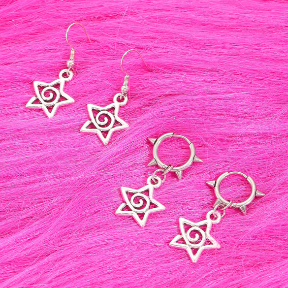 Alloy Geometric Bow Swirl Rivet Gothic Punk Style Women's Earrings Electroplated
