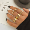 Alloy Geometric Butterfly Hollow Chain Ring Set Electroplated Unisex