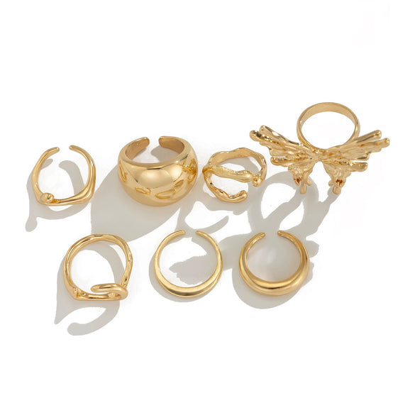 Alloy Geometric Butterfly Irregular Ring Electroplated For Women