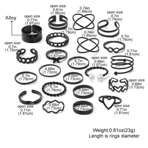 Alloy Geometric Butterfly Opening Multijoint Ring Set With Precious Stones Unisex