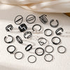 Alloy Geometric Butterfly Opening Multijoint Ring Set With Precious Stones Unisex