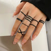 Alloy Geometric Butterfly Opening Multijoint Ring Set With Precious Stones Unisex