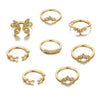 Alloy Geometric Butterfly Opening Ring Electroplated Light Luxury Unisex And Women's Eight Piece Set
