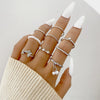 Alloy Geometric Butterfly Pearl Ring Electroplating Unisex 9Piece Set