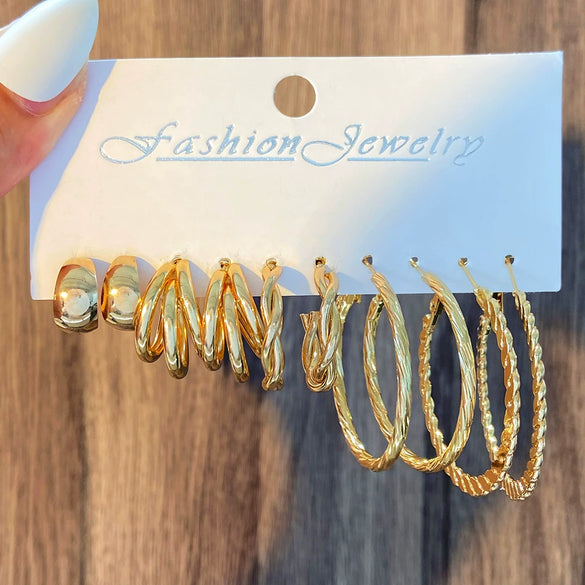 Alloy Geometric Butterfly Snake Earrings 5Piece Set Electroplated For Women