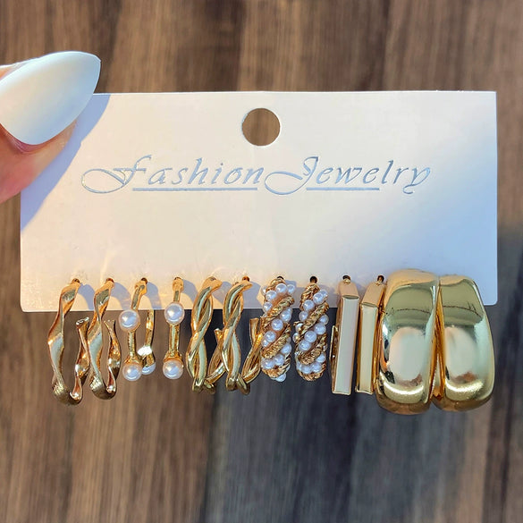 Alloy Geometric Butterfly Snake Earrings 5Piece Set Electroplated For Women