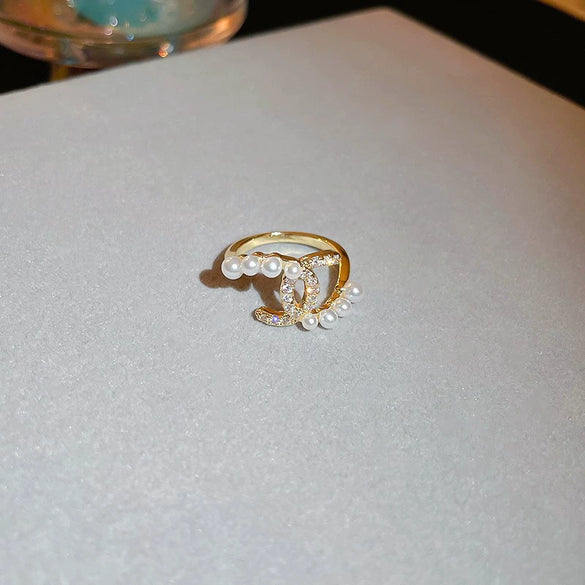 Alloy Geometric Cartoon Pearl Ring And Bracelet For Women With Electroplating Design