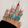 Alloy Geometric Carved Feather Women's Retro Ring Set With Electroplating
