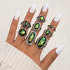 Alloy Geometric Carved Feather Women's Retro Ring Set With Electroplating