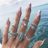 Alloy Geometric Carved Feather Women's Retro Ring Set With Electroplating