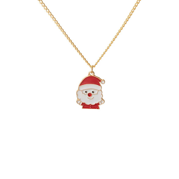 Alloy Geometric Christmas Cartoon Elk Snowman Bell Pendant Necklace For Women