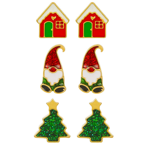 Alloy Geometric Christmas Earrings Electroplating For Women