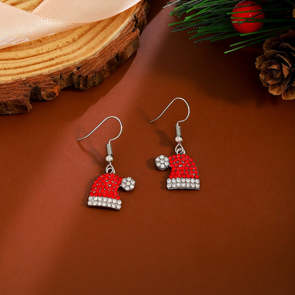 Alloy Geometric Christmas Hat Women's Earrings With Electroplating