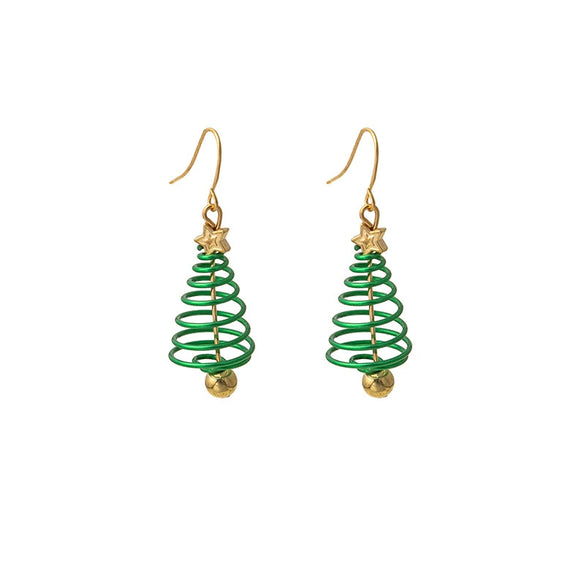 Alloy Geometric Christmas Tree Hollow Earrings Electroplated For Women