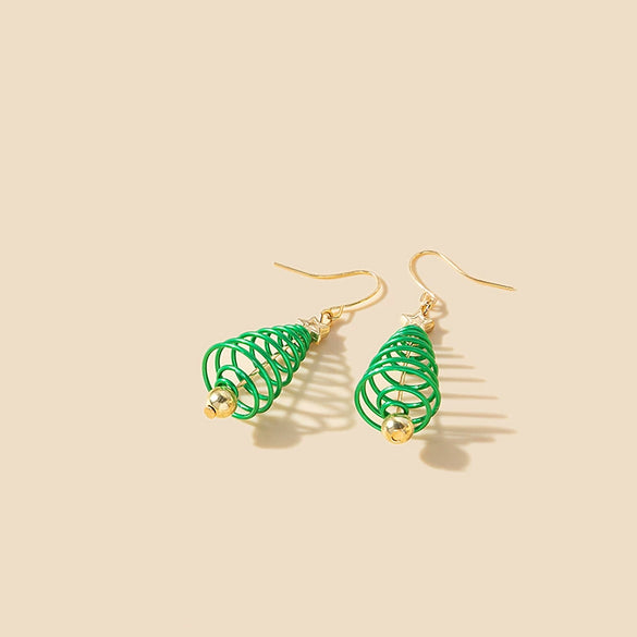 Alloy Geometric Christmas Tree Hollow Earrings Electroplated For Women