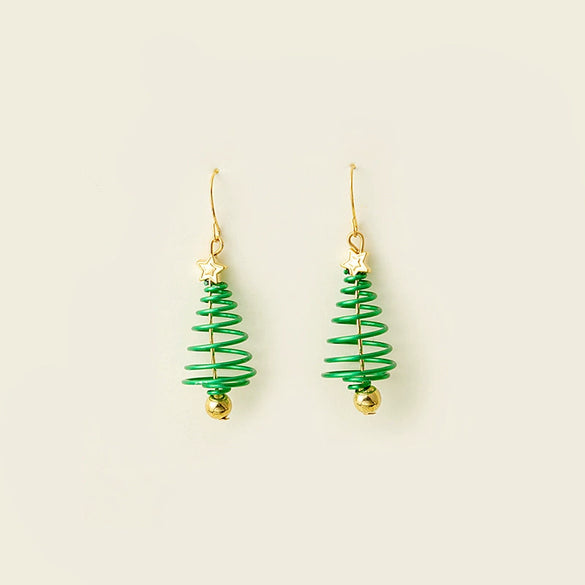 Alloy Geometric Christmas Tree Hollow Earrings Electroplated For Women