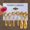 Alloy Geometric Circle Pearl Butterfly Exaggerated Twisted Women Earrings Electroplated