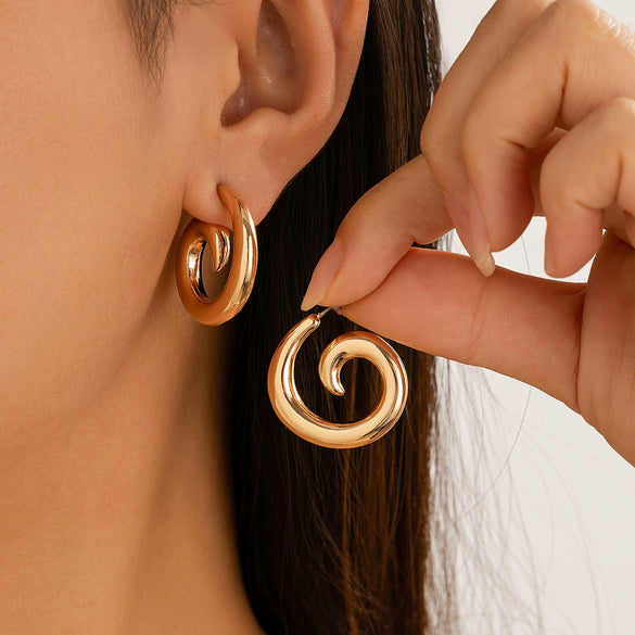 Alloy Geometric Conch Symbol Exaggerated Spiral Pattern Vintage Style Electroplated Women's Earrings