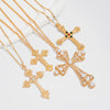 Alloy Geometric Cross Inlaid Pearl Pendant Necklace With Electroplating Metal Chain Unisex