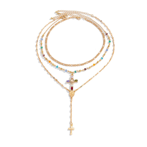 Alloy Geometric Cross Pendant Necklace Electroplating Hiphop Niche Style Women's