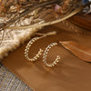 Alloy Geometric Cshaped Twisted Golden Plain Loop Earrings For Women