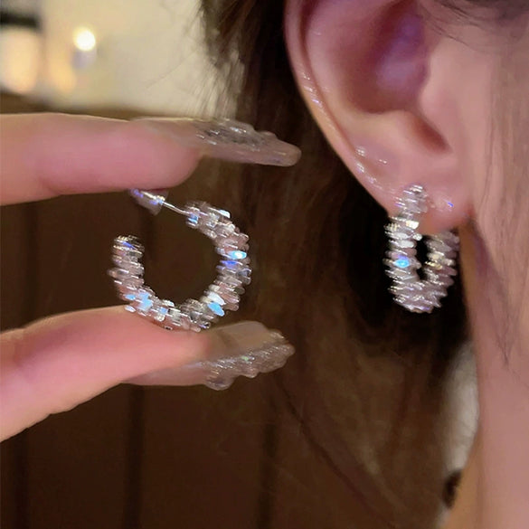 Alloy Geometric Cshaped Women's Highend Light Luxury Niche Design Electroplated Earrings