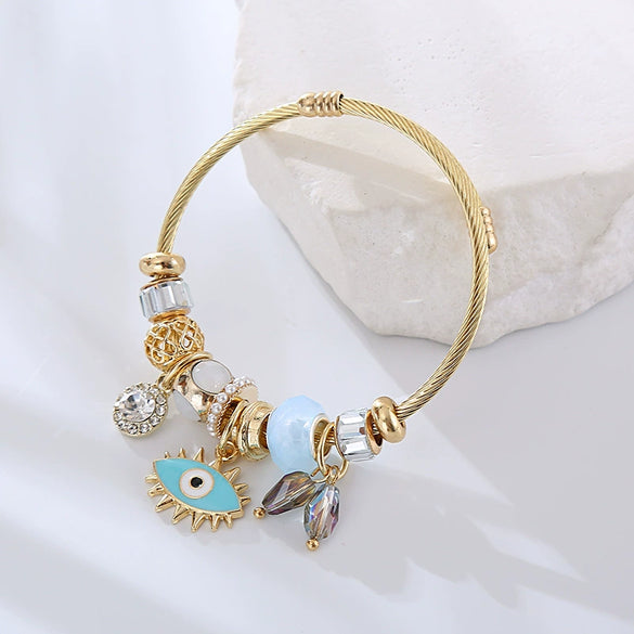 Alloy Geometric Devil's Eye Dripping Oil Bracelet Unisex Fashionable