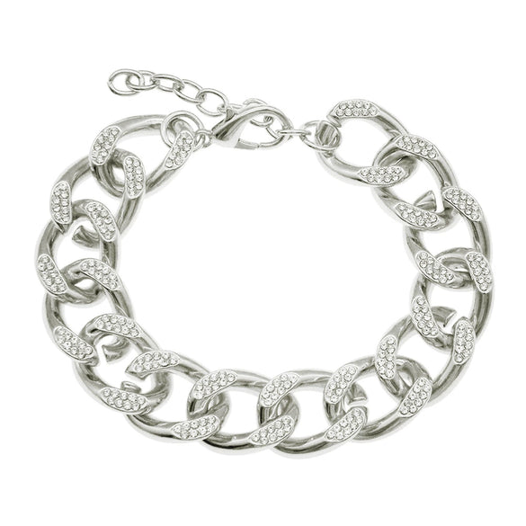Alloy Geometric Diamond Cuban Chain Bracelet Unisex