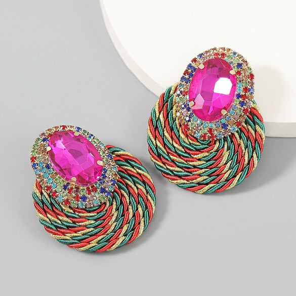 Alloy Geometric Diamond Earrings