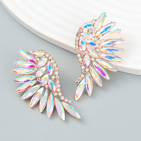 Alloy Geometric Diamond Fashion Fan Wings Earrings