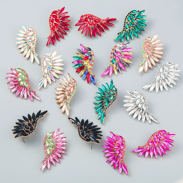 Alloy Geometric Diamond Fashion Fan Wings Earrings