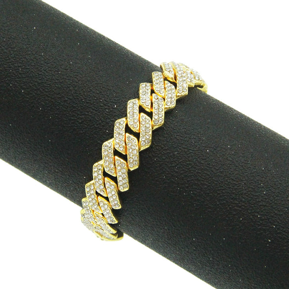 Alloy Geometric Diamond Men's Cuban Chain Bracelet Punk Hipster Jewelry