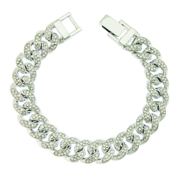 Alloy Geometric Diamond Men's Hipster Punk Fashion Cuban Chain Bracelet