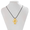 Alloy Geometric Diamond Minimalist Style Leather Wax Thread Pendant Necklace For Women