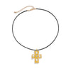 Alloy Geometric Diamond Minimalist Style Leather Wax Thread Pendant Necklace For Women