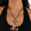 Alloy Geometric Diamond Minimalist Style Leather Wax Thread Pendant Necklace For Women