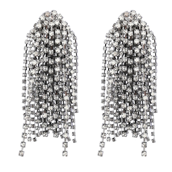 Alloy Geometric Diamond Rhinestone Tassel Earrings For Women